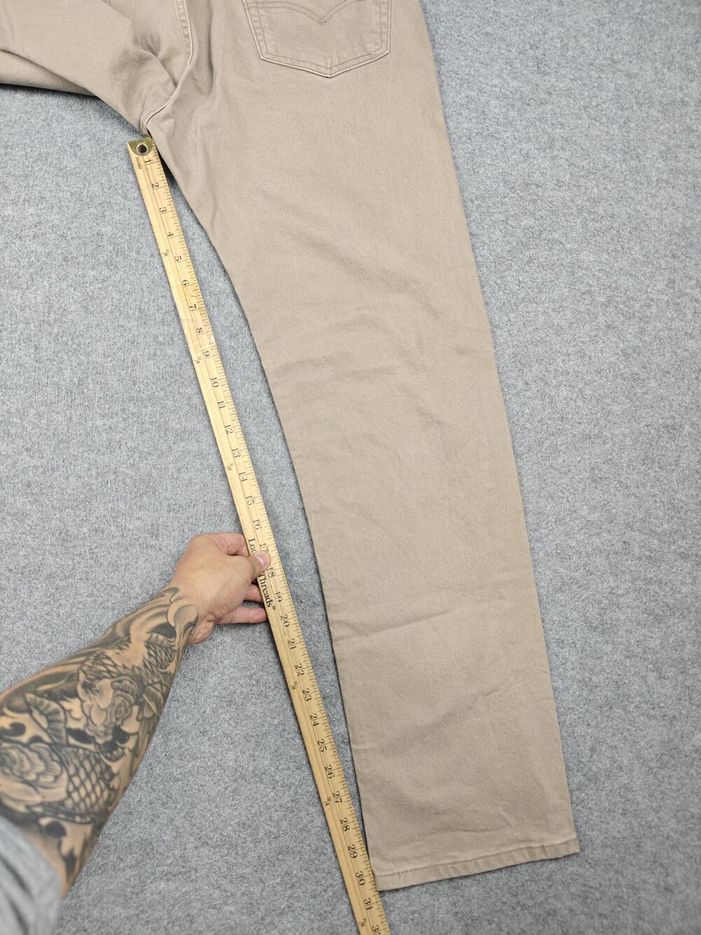 Levi's Jeans Mens 33x32 Beige Straight Regular Fit Stretch Cotton Denim 505 - Picture 10 of 12